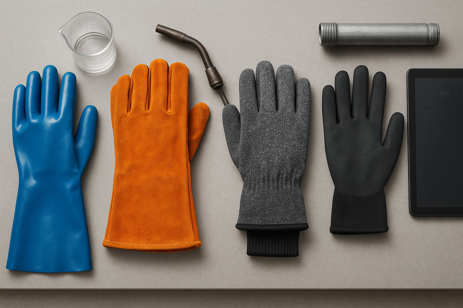 Verschillende types werkhandschoenen
