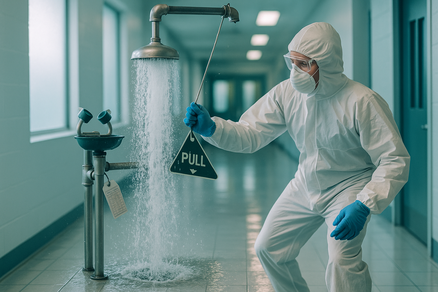 Veiligheidsnormen nooddouche installatie