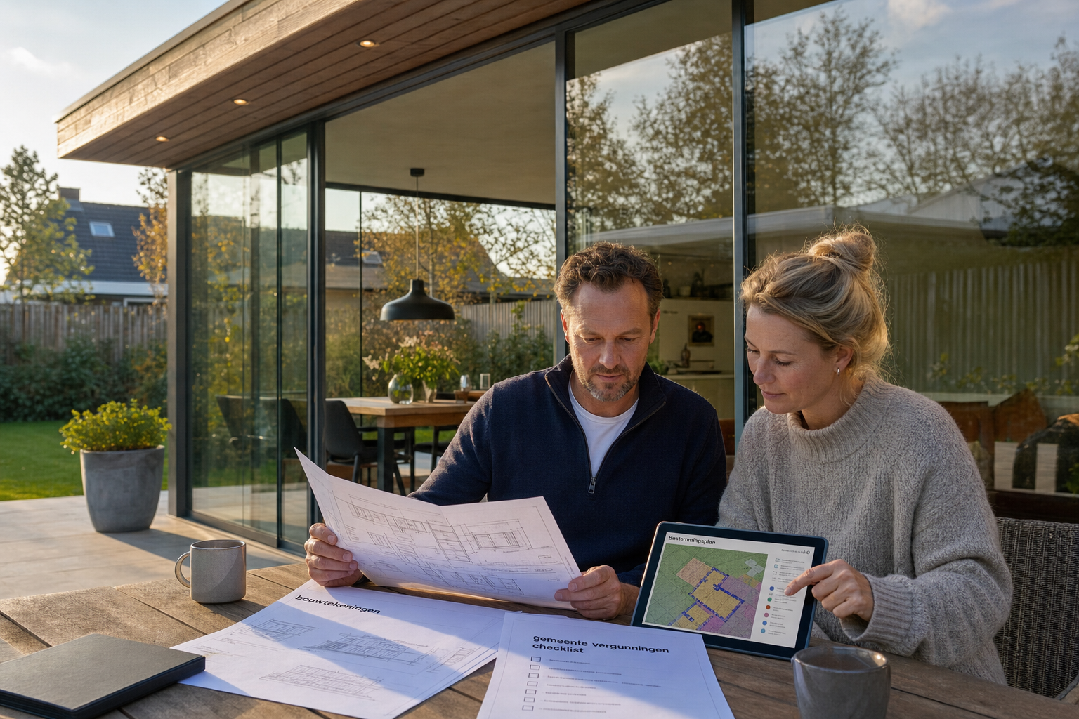 Glazen schuifwand bij veranda
