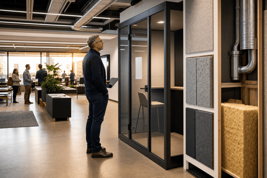 Hoe kies je de juiste geluidsdichte cabine op basis van geluidsisolatie, ventilatie en het aantal&nbsp;gebruikers?
